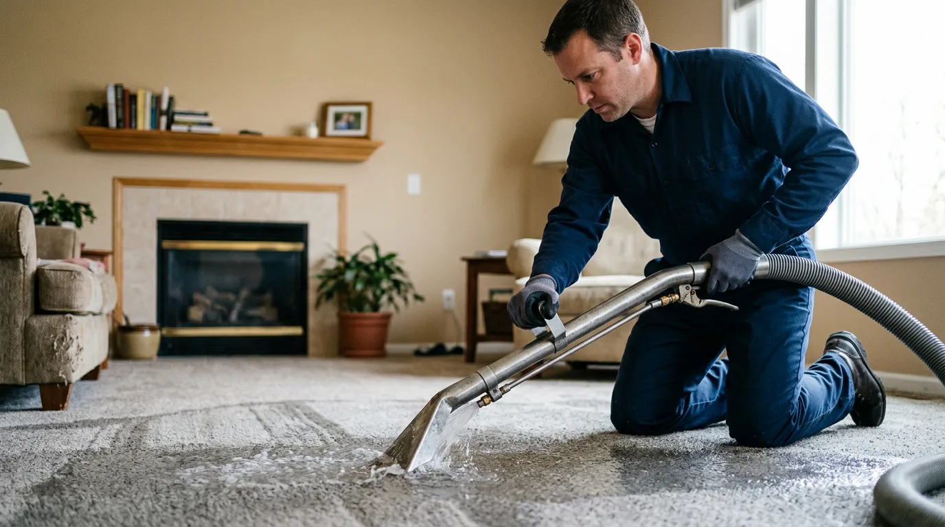 Water damage restoration technician working near South Hutchinson, KS